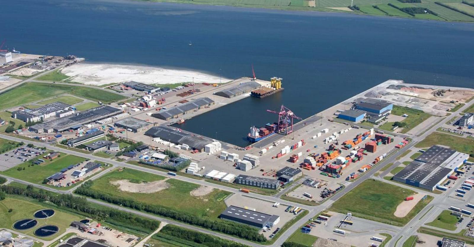 Aerial view of a Danish port