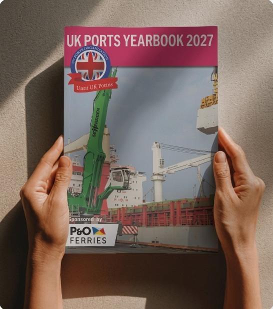 Hands holding the UK Ports Yearbook 2027
