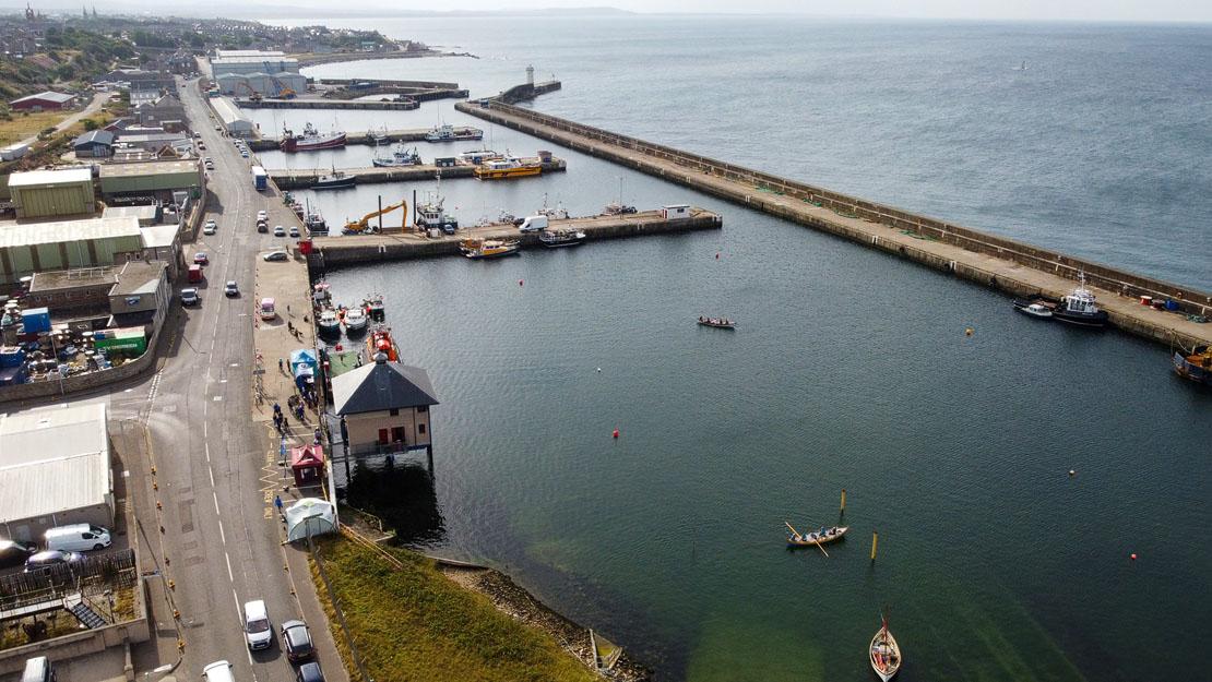Aerial view of Buckie Harbour